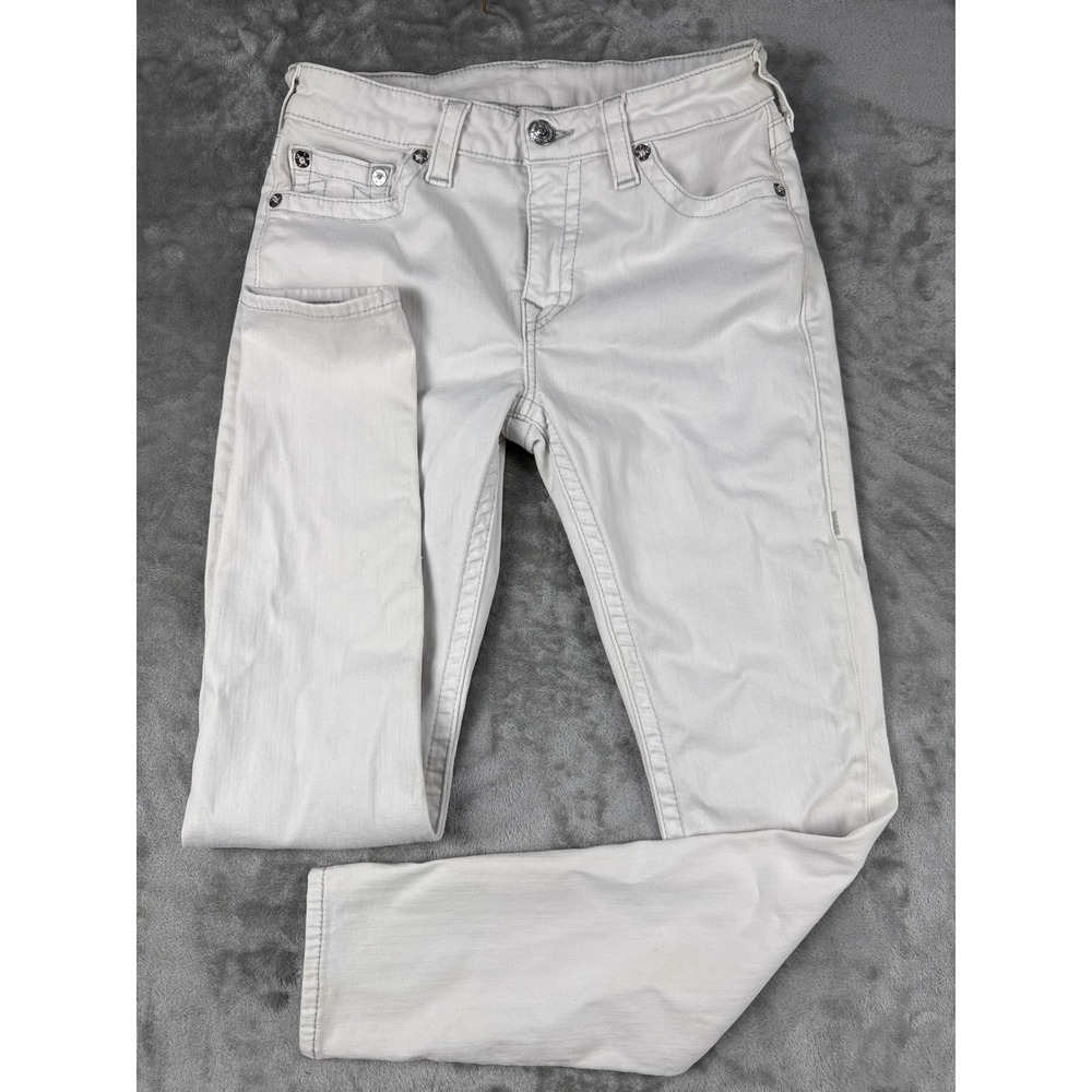 True Religion Jennie Curvy Mid Rise Skinny Jeans Light Grey Size 30